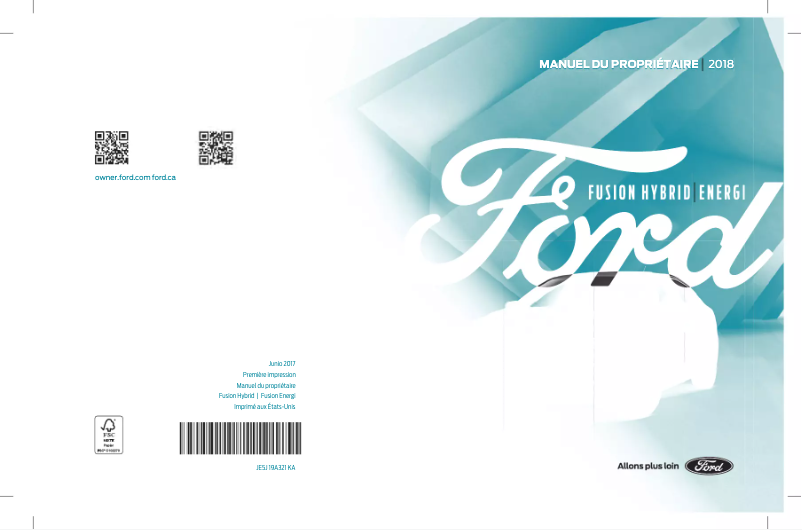 Image de la première page du manuel de l'appareil Fusion Energi (2018)