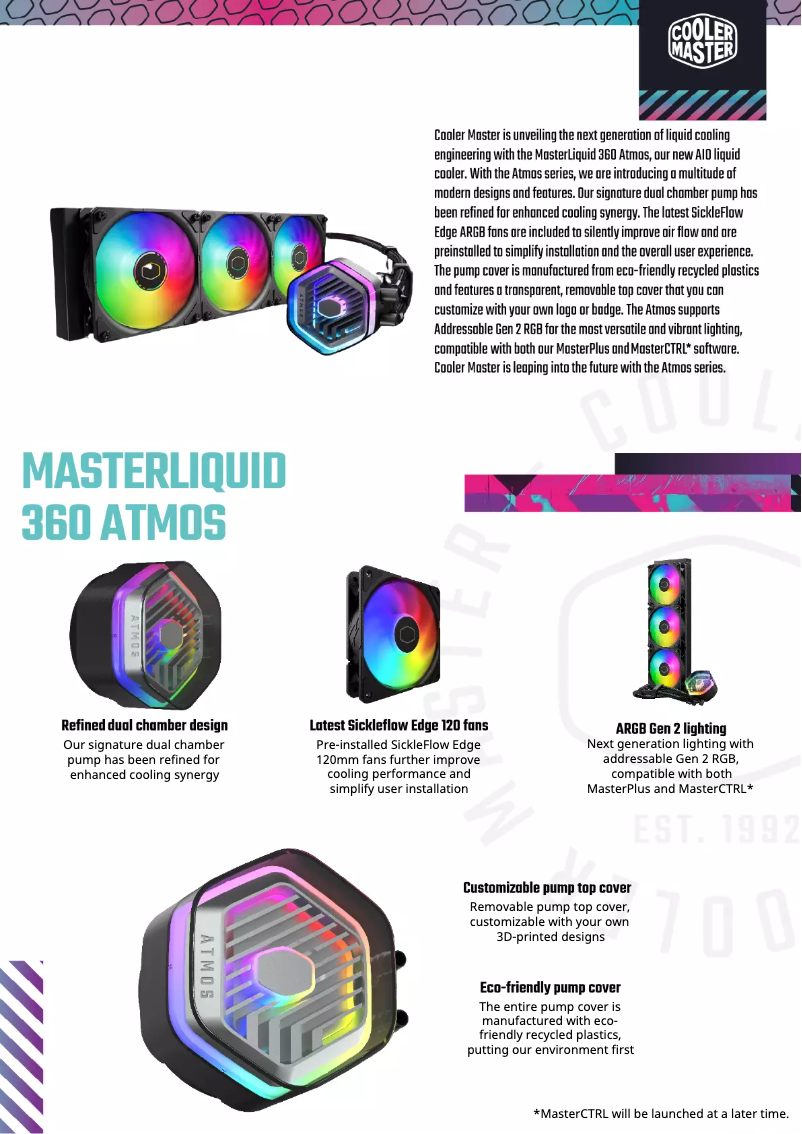 Page n°1 - Fiche technique Cooler Master MasterLiquid 360 ATMOS
