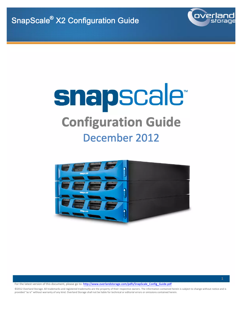 Page 1 de la notice Manuel utilisateur Overland Storage SnapScale X2