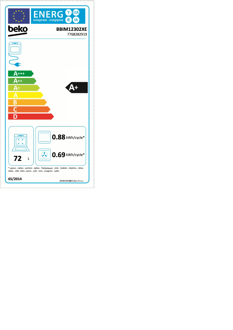 Page n°1 - Label énergétique Beko BBIM12302XE