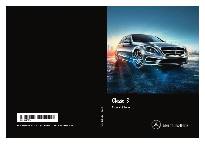 Page 1 de la notice Manuel utilisateur Mercedes-Benz S-Class (2016)