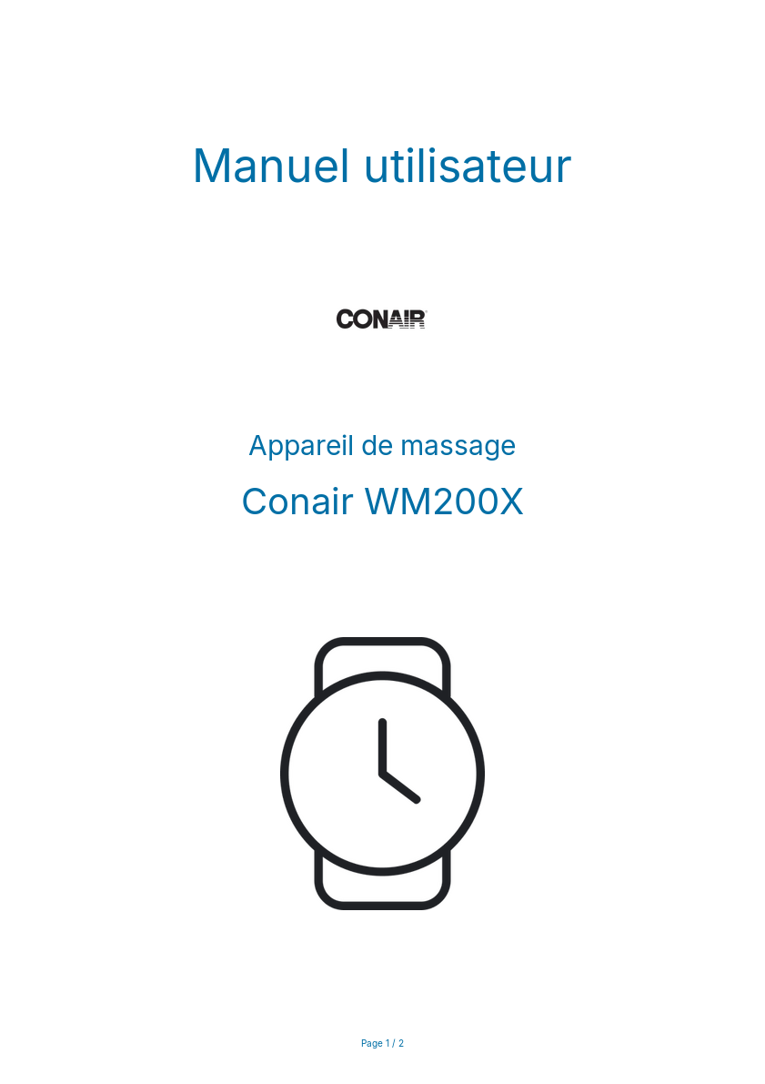 Page n°1 - Manuel utilisateur Conair WM200X