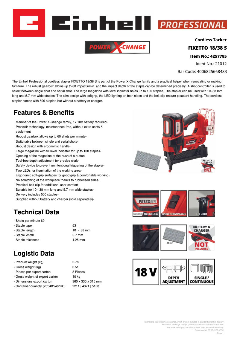 Image de la première page du manuel de l'appareil FIXETTO 18/38 S
