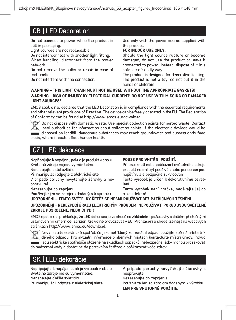 Page 1 de la notice Manuel utilisateur Emos DCGW12