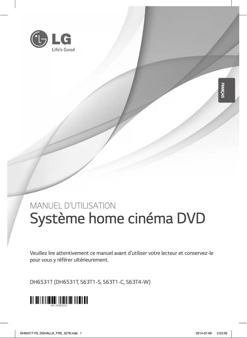 Page 1 de la notice Manuel utilisateur LG DH6531T