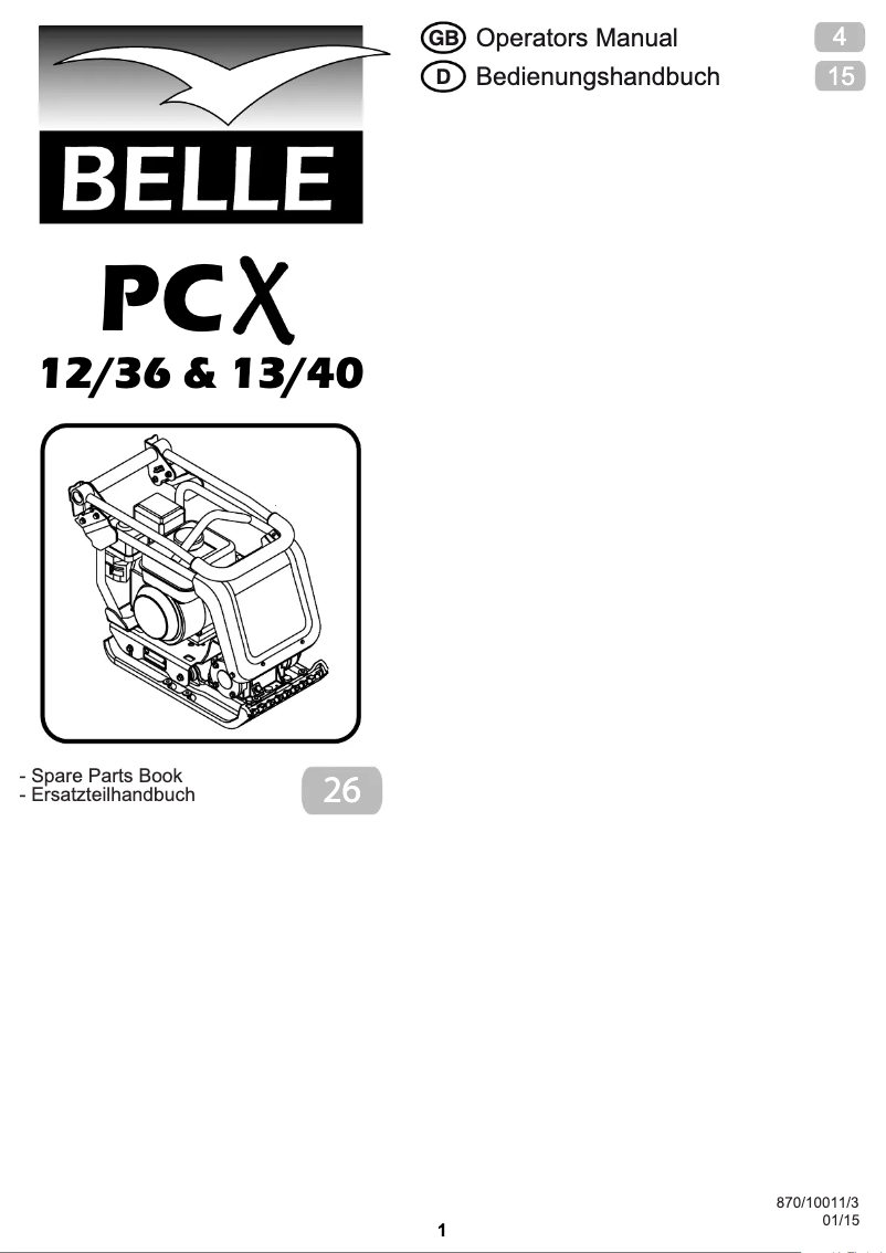 Page 1 de la notice Manuel utilisateur Altrad BELLE PCX 12/36