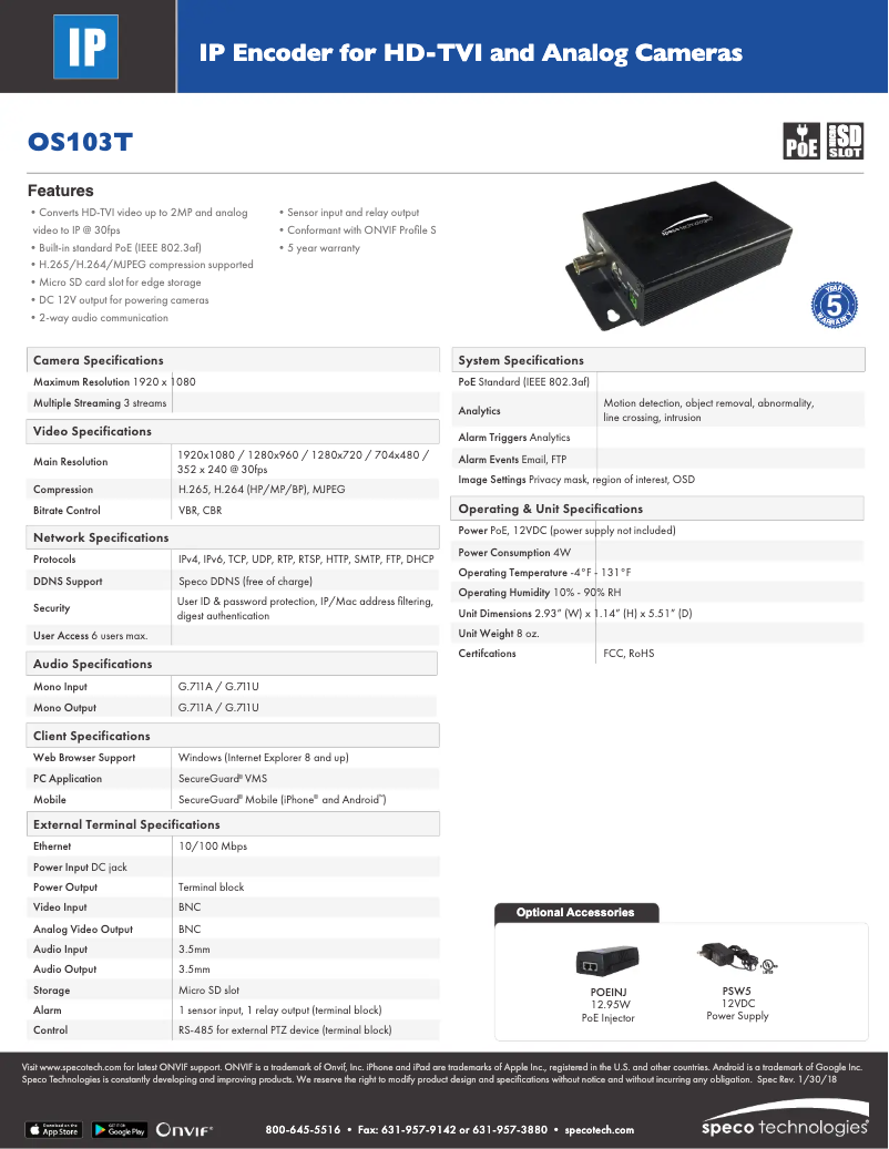 Imagen de la primera página del manual del dispositivo OS103T