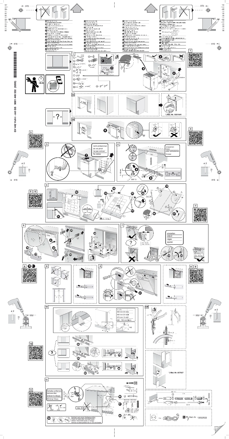 Page 1 de la notice Instructions / montage Siemens SR85E800LE
