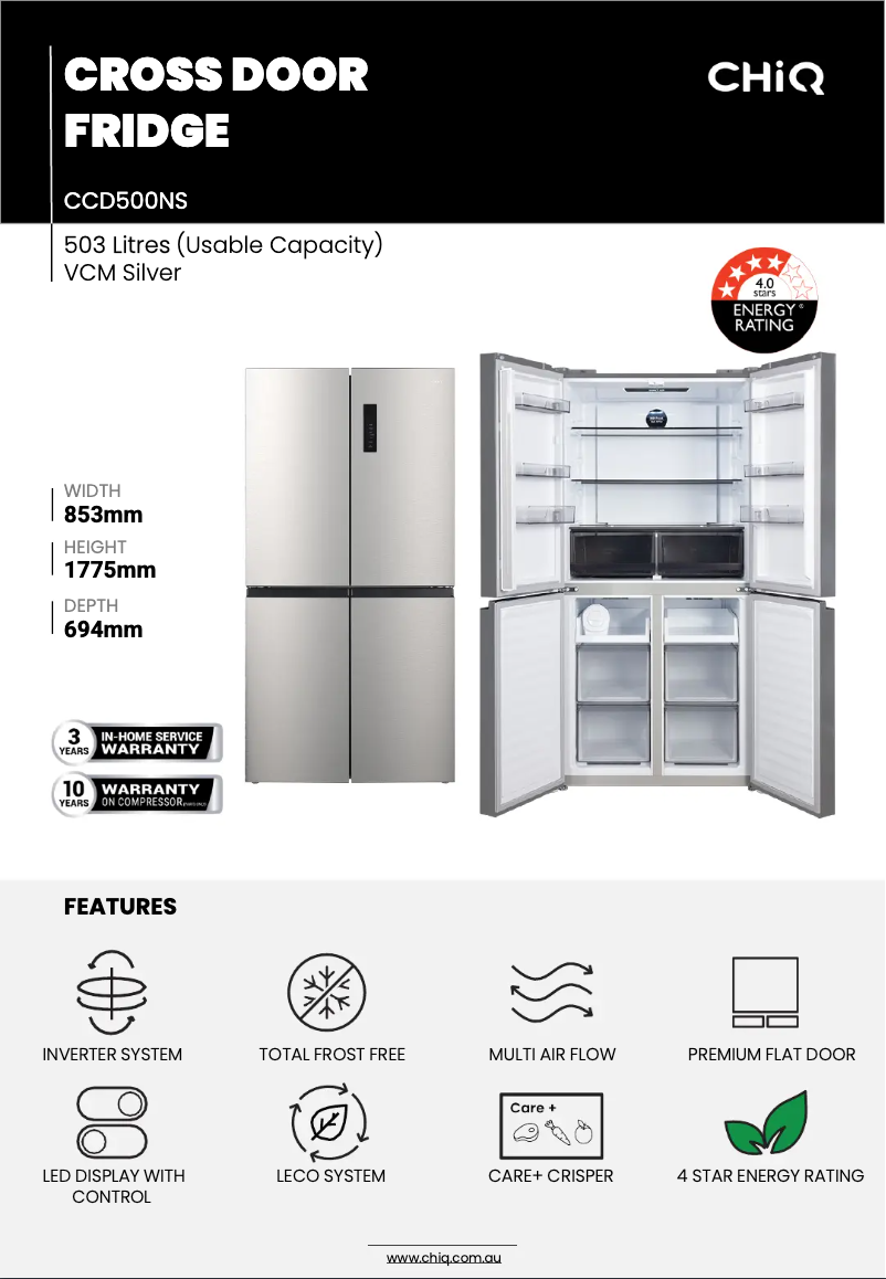 Page 1 de la notice Fiche technique CHiQ CCD500NS