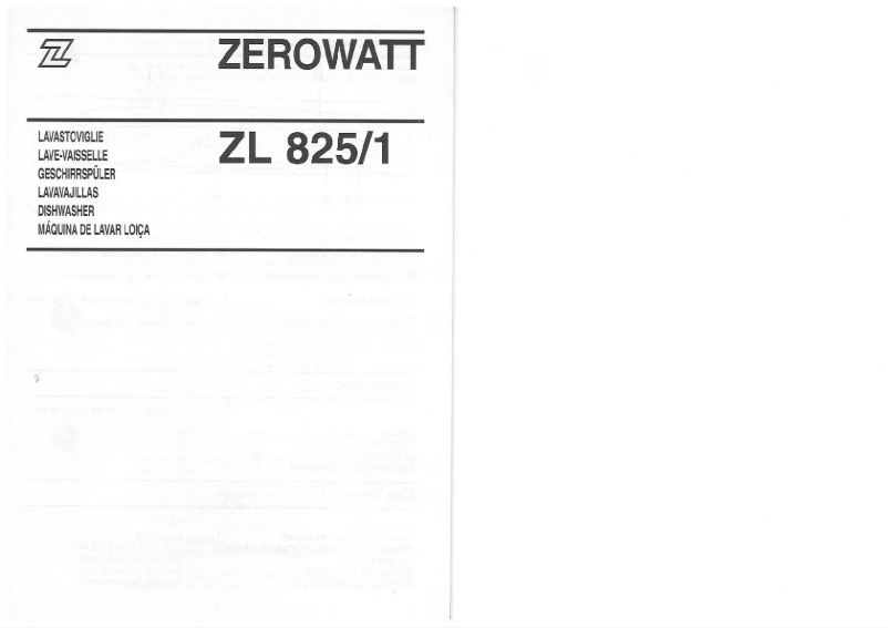 Page n°1 - Manuel utilisateur Zerowatt ZL 825/1