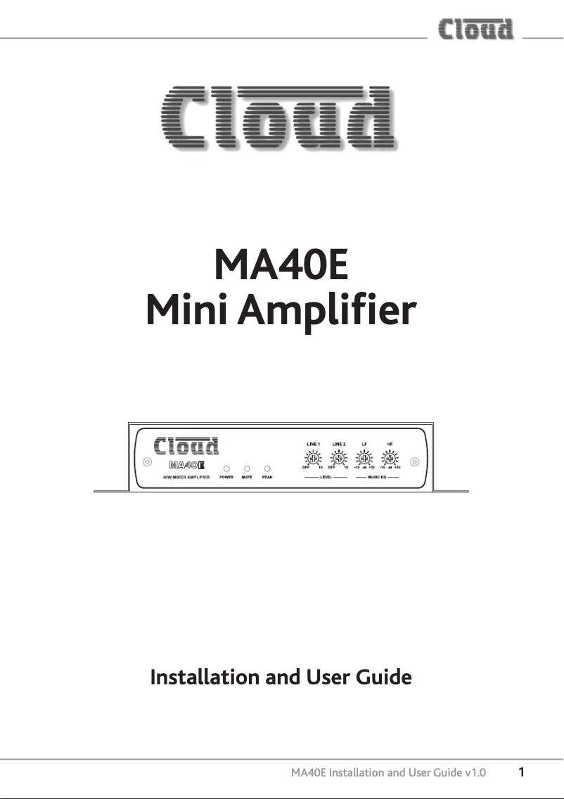 Page 1 de la notice Manuel utilisateur Cloud MA40E