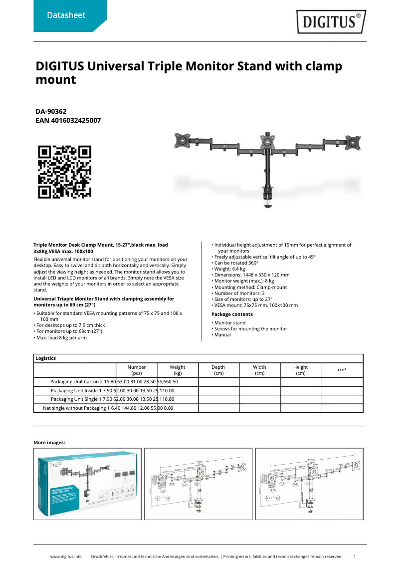 Page n°1 - Fiche technique Digitus DA-90362