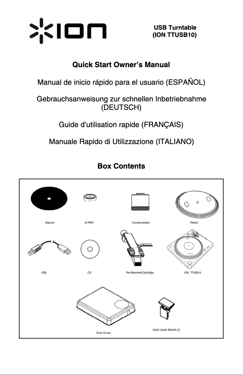 Page n°1 - Manuel utilisateur ION TTUSB10