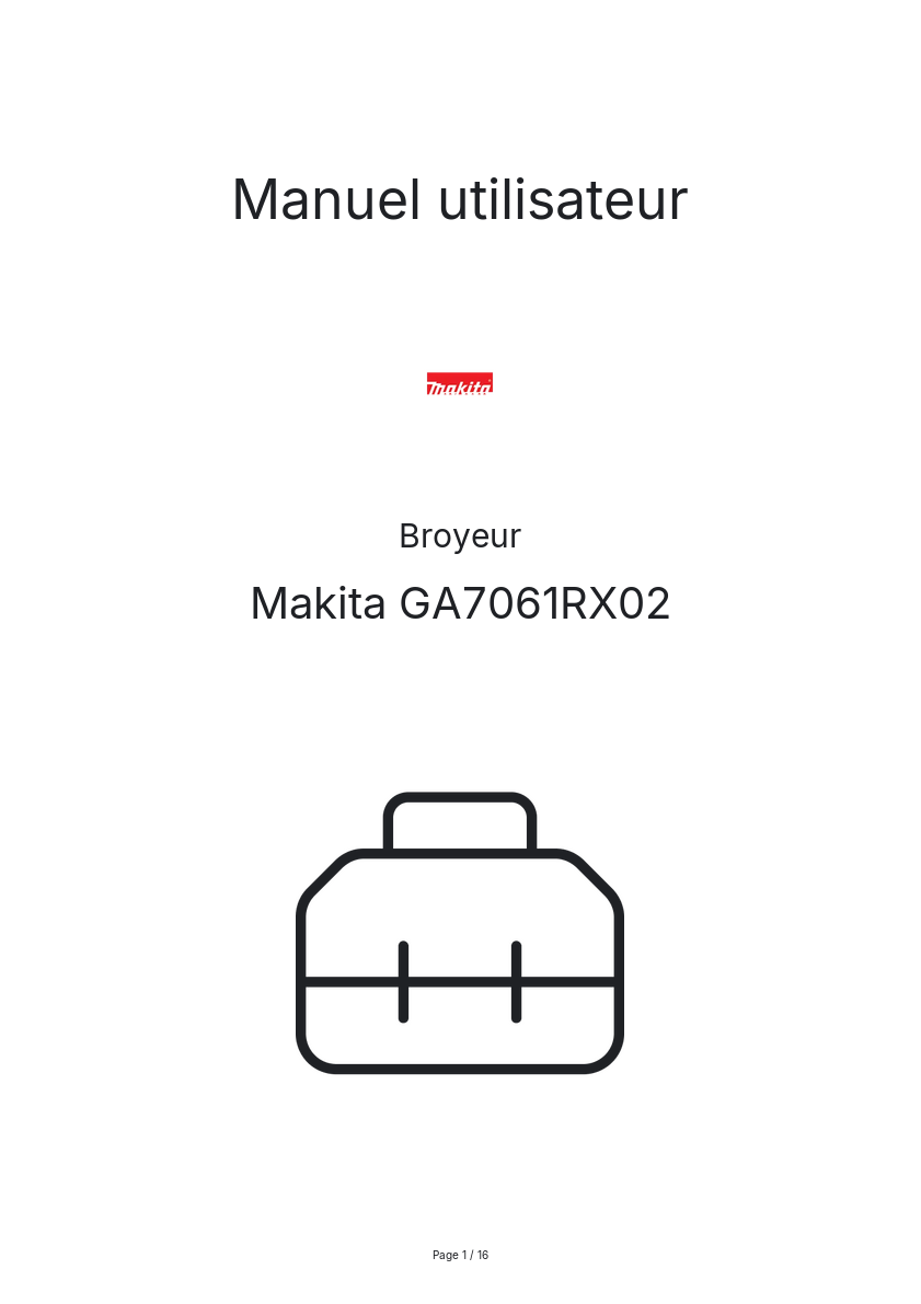 Image de la première page du manuel de l'appareil GA7061RX02