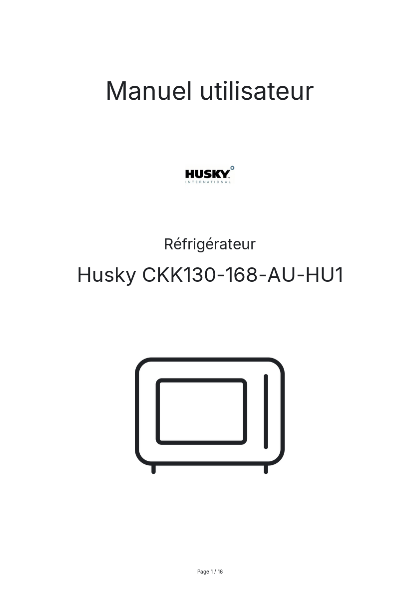 Image de la première page du manuel de l'appareil CKK130-168-AU-HU1