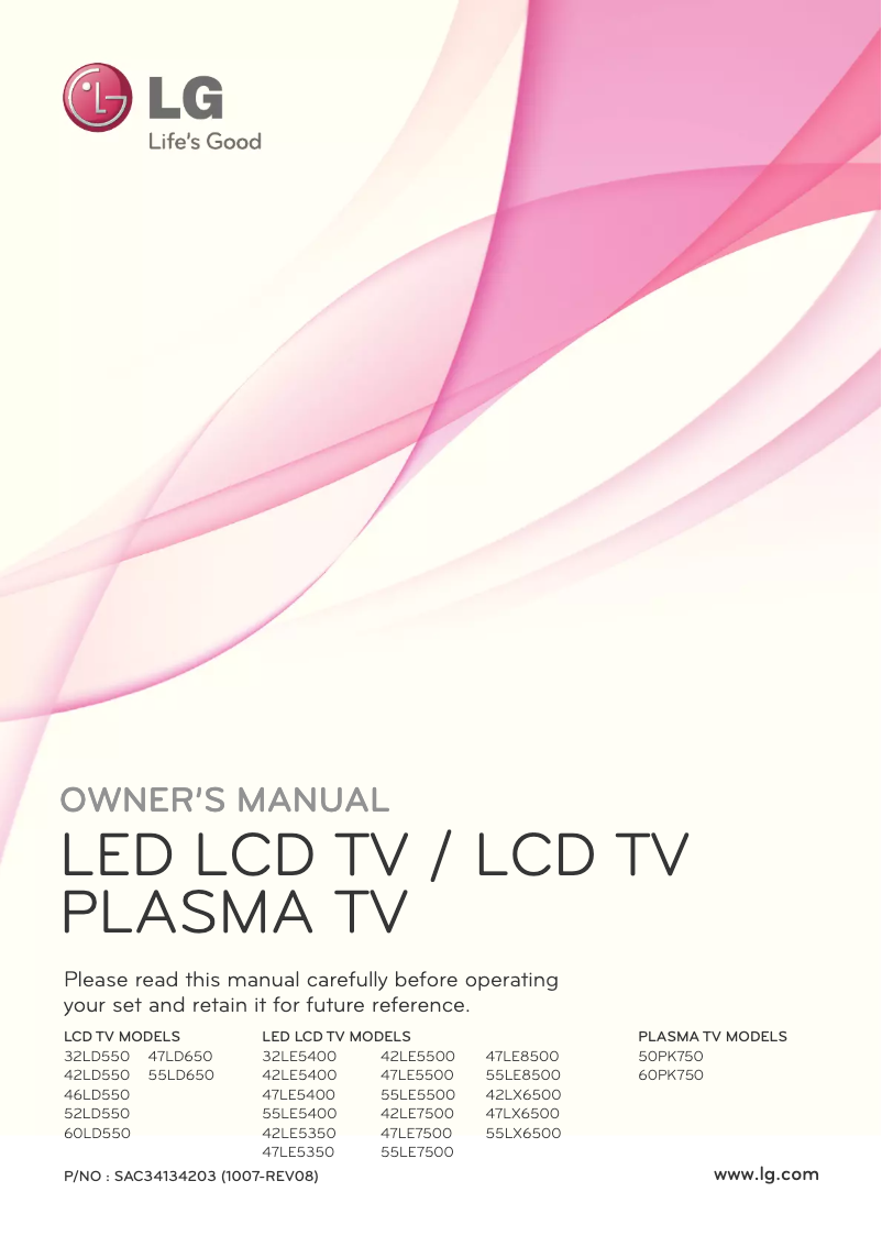 Page 1 of the manual User Manual LG 55LD650H