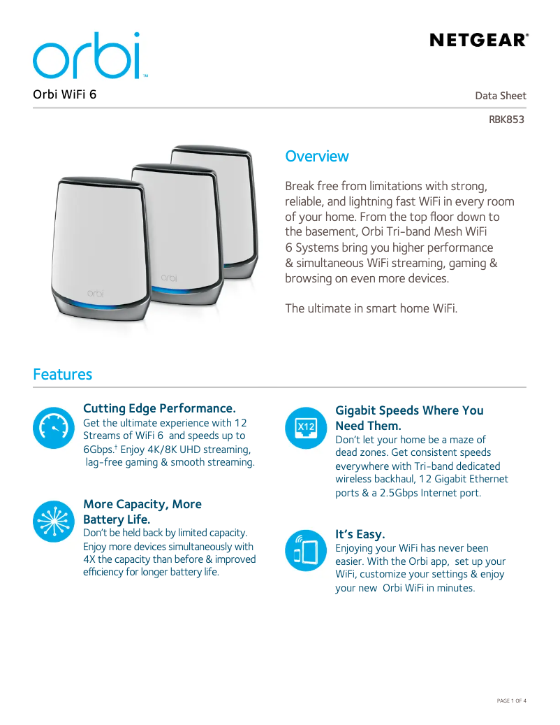 Image de la première page du manuel de l'appareil Orbi Wifi 6