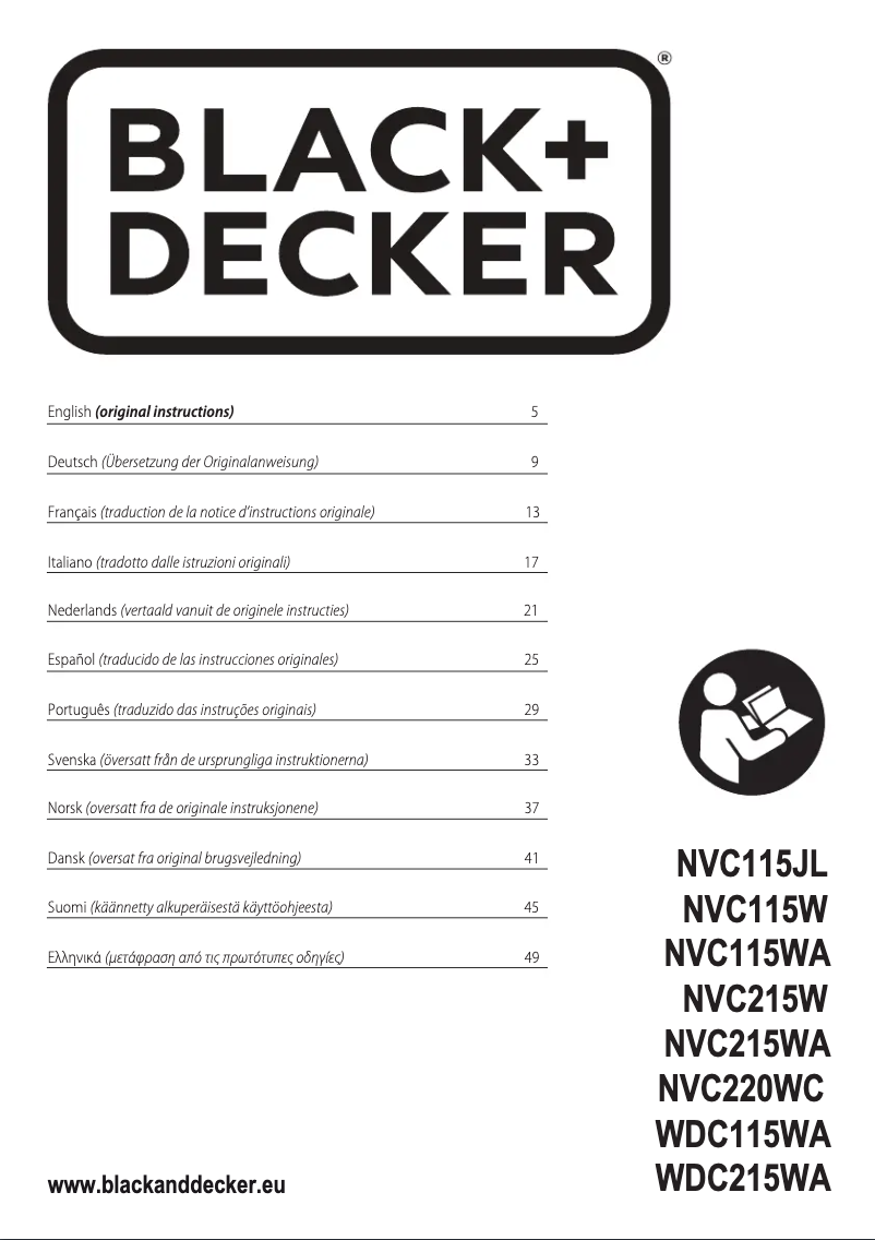 Page 1 de la notice Manuel utilisateur Black & Decker NVC215W