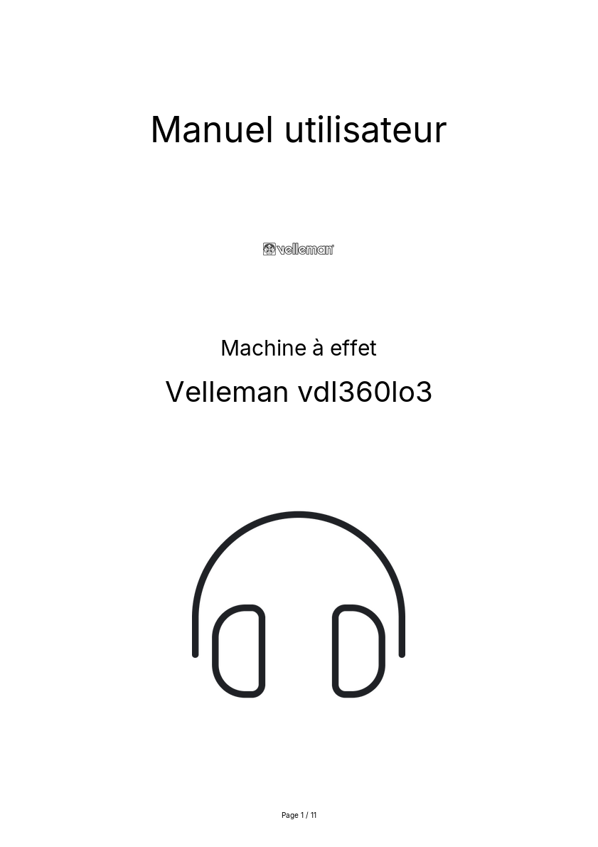 Image de la première page du manuel de l'appareil vdl360lo3