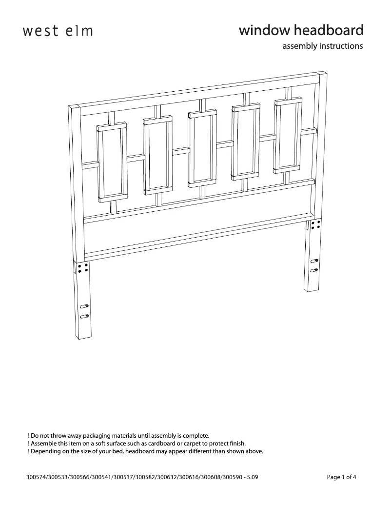 Page 1 de la notice Manuel utilisateur West Elm Window