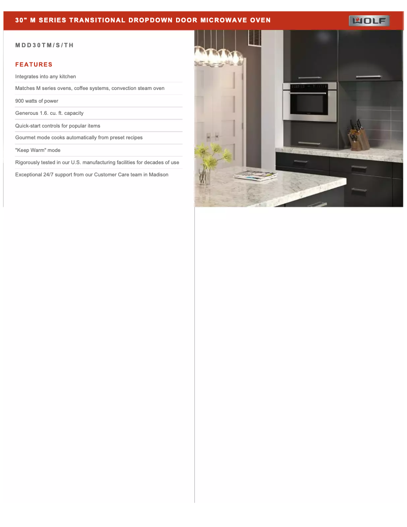 Page 1 de la notice Fiche technique Wolf MDD30TM