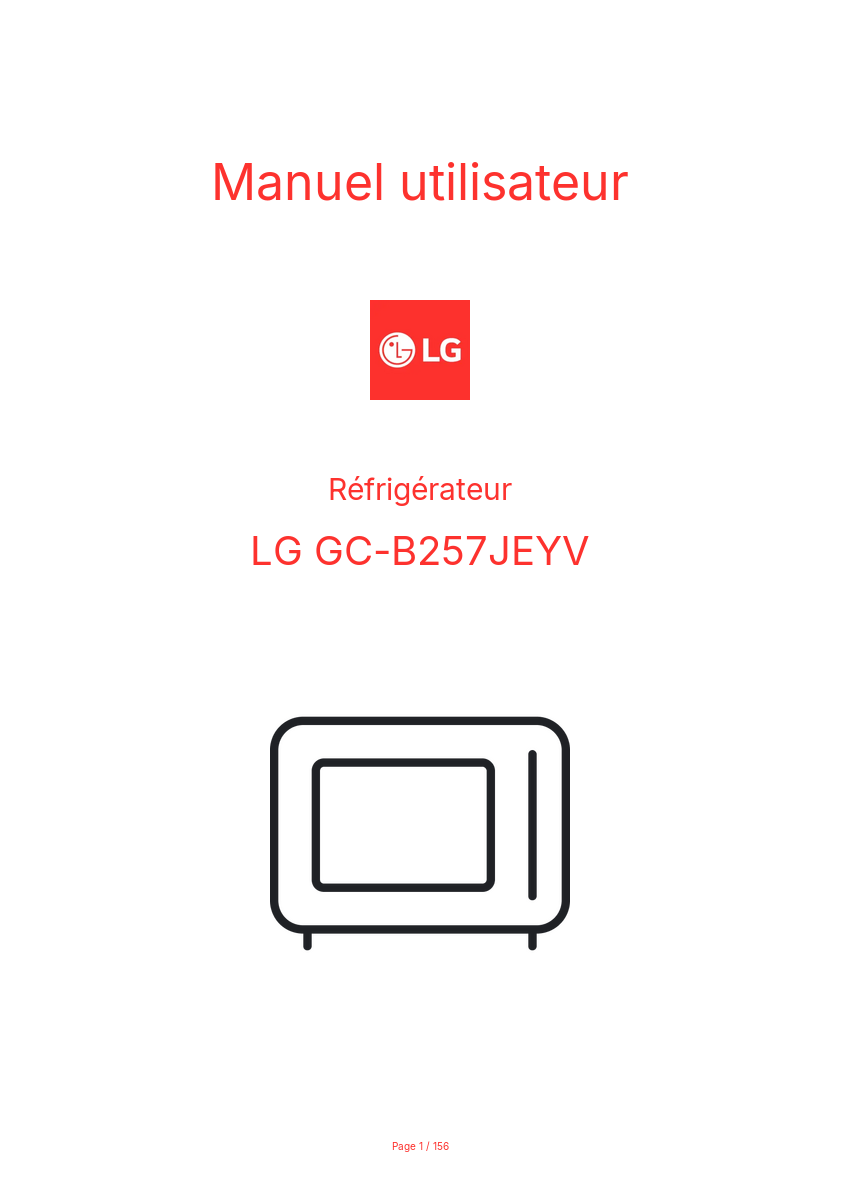 Page 1 de la notice Manuel utilisateur LG GC-B257JEYV