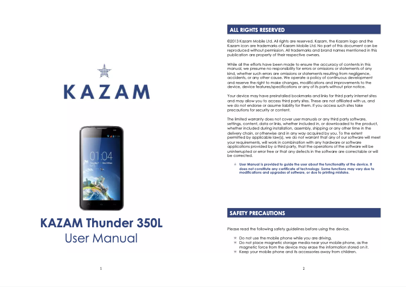Image de la première page du manuel de l'appareil Thunder 350L