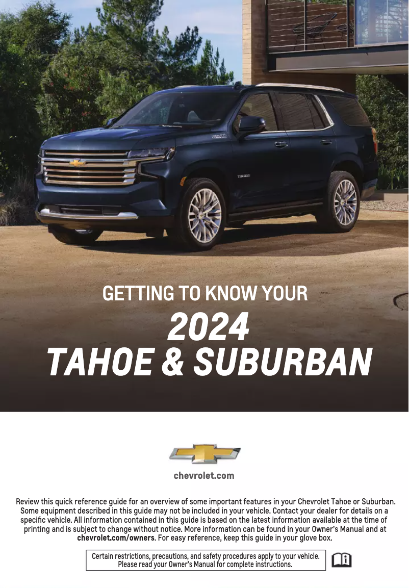 Page 1 de la notice Guide de démarrage rapide Chevrolet Tahoe (2024)