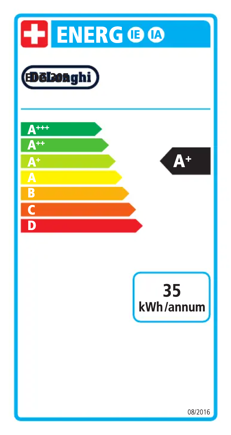 Page n°1 - Label énergétique DeLonghi MiniMe EDG305.WB