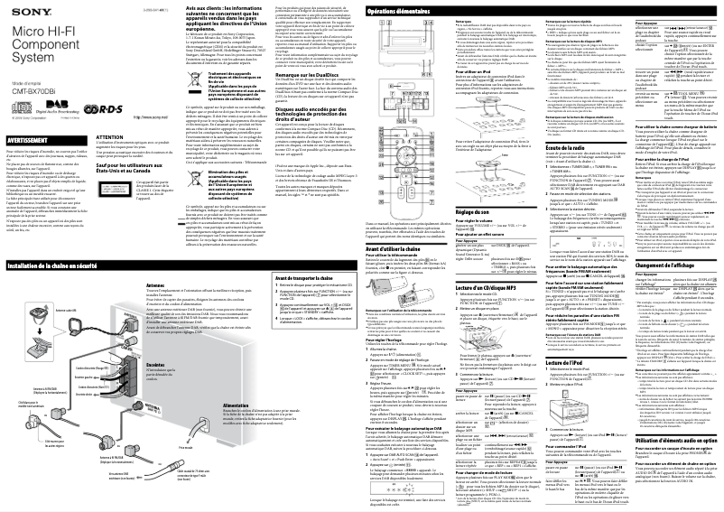 Page 1 de la notice Manuel utilisateur Sony CMT-BX70DBi
