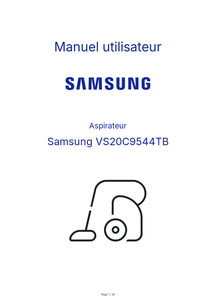 Image de la première page du manuel de l'appareil VS20C9544TB