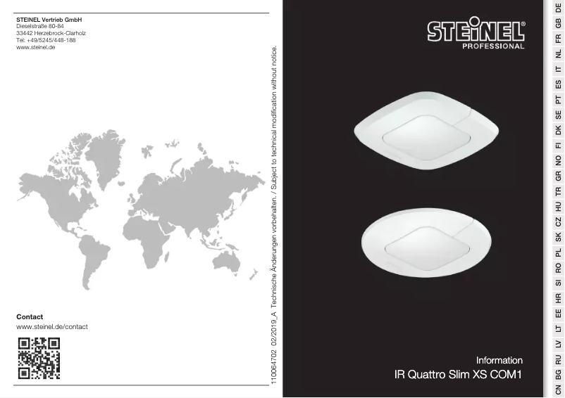 Page 1 de la notice Manuel utilisateur Steinel IR Quattro Slim XS COM1