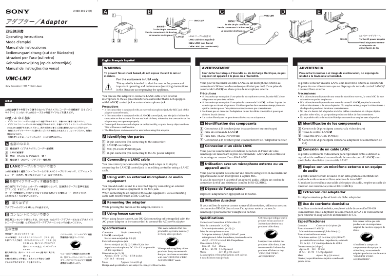 Image de la première page du manuel de l'appareil VMC-LM7