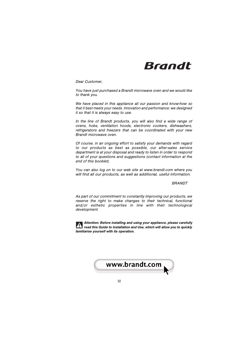 Página 1 del manual Manual de usuario Brandt ME655XE1