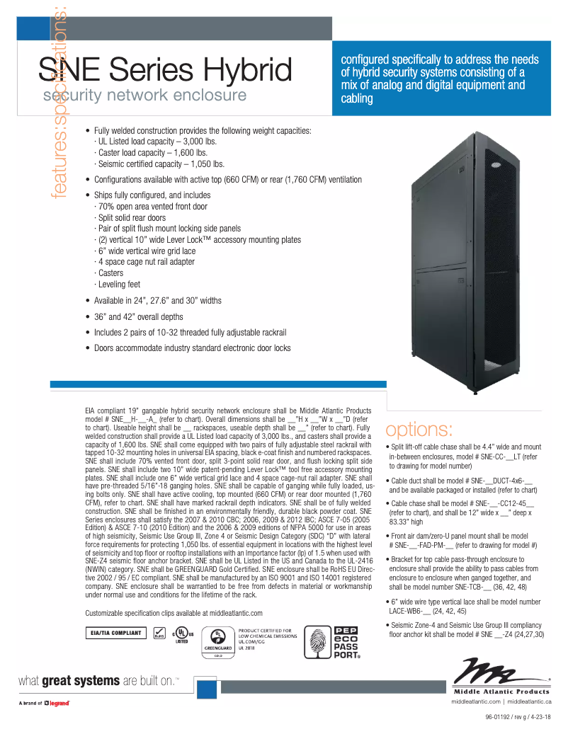 Page 1 de la notice Manuel utilisateur Middle Atlantic LACE-WB6-42