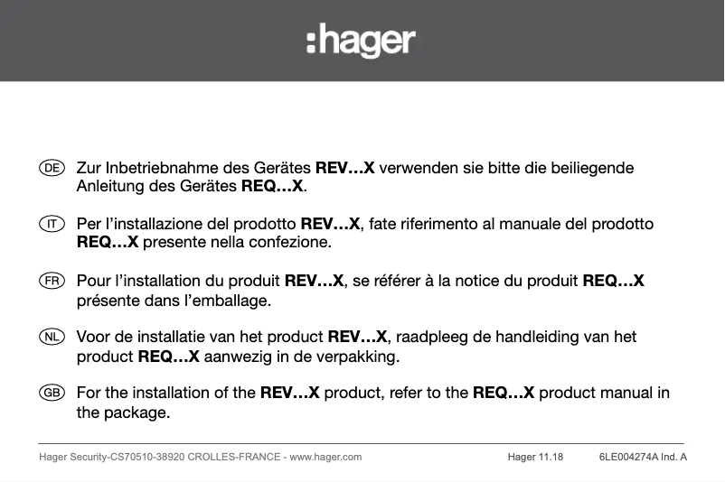 Image de la première page du manuel de l'appareil REV112X