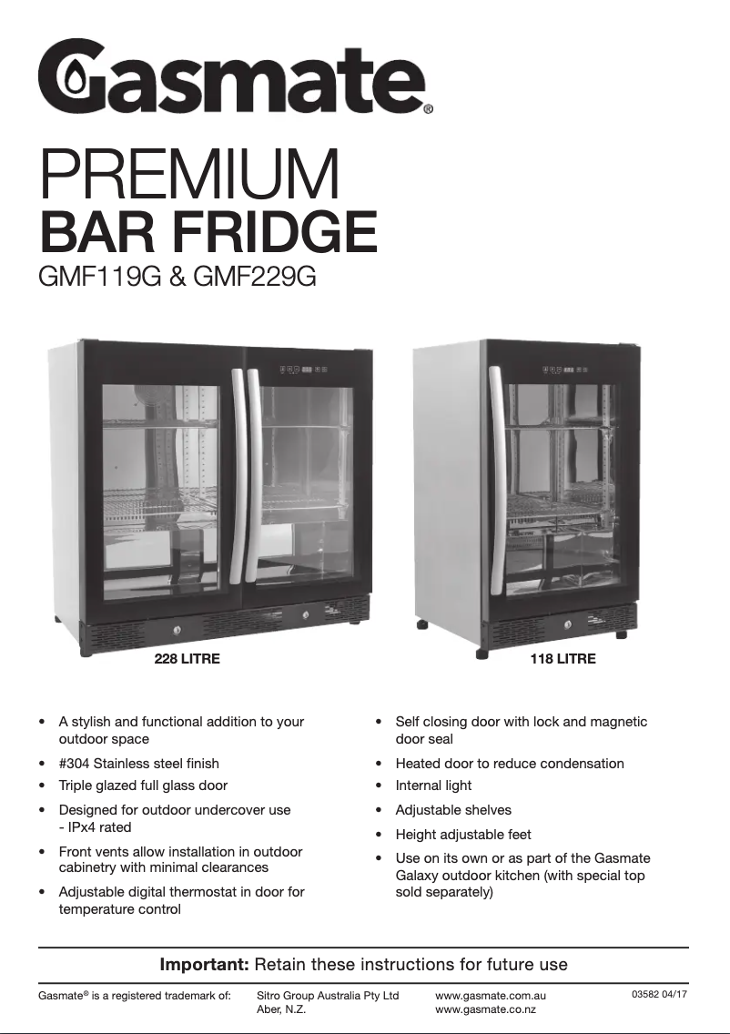 Image de la première page du manuel de l'appareil GMF229G