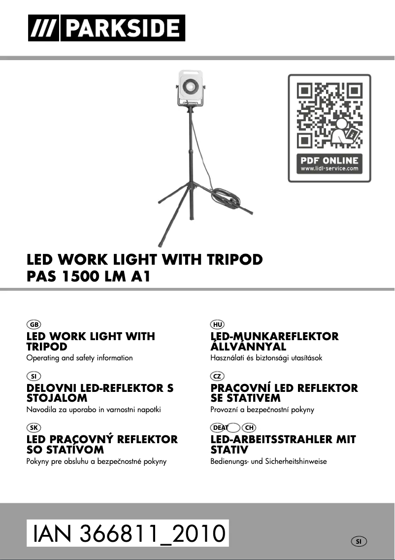 Image de la première page du manuel de l'appareil PAS 1500 LM A1