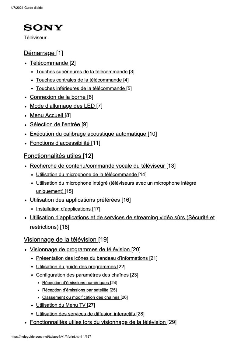 Page 1 de la notice Manuel utilisateur Sony KD-43X85J