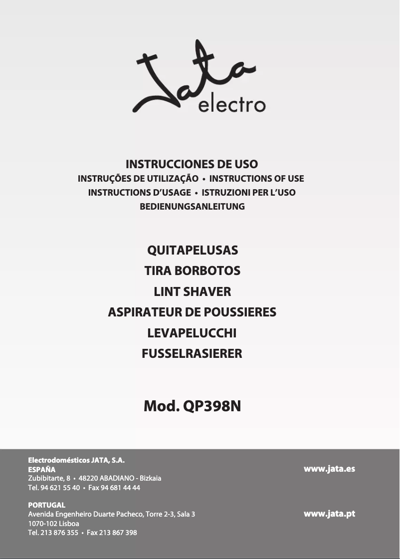 Page 1 de la notice Manuel utilisateur Jata QP398N