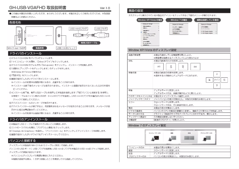 Image de la première page du manuel de l'appareil GH-USB-VGAFHD
