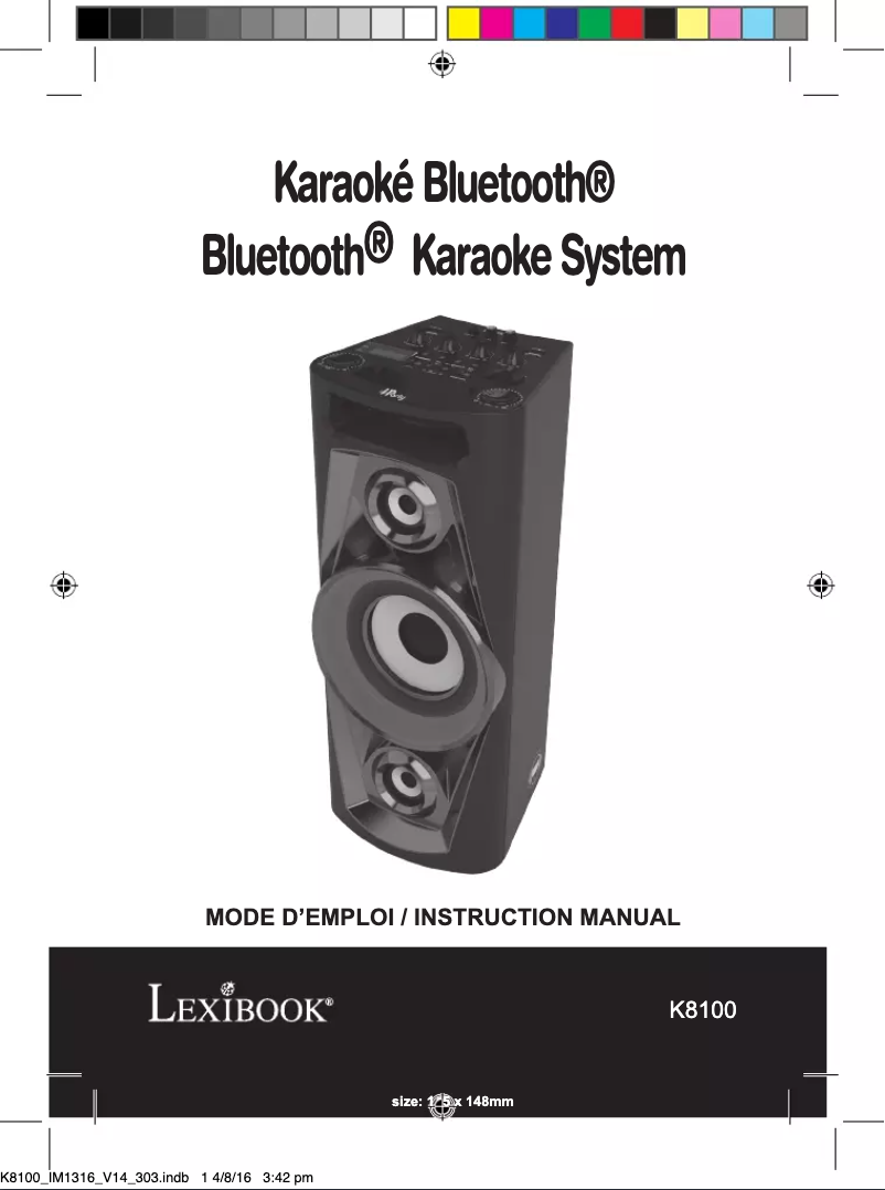 Page n°1 - Manuel utilisateur Lexibook K8100