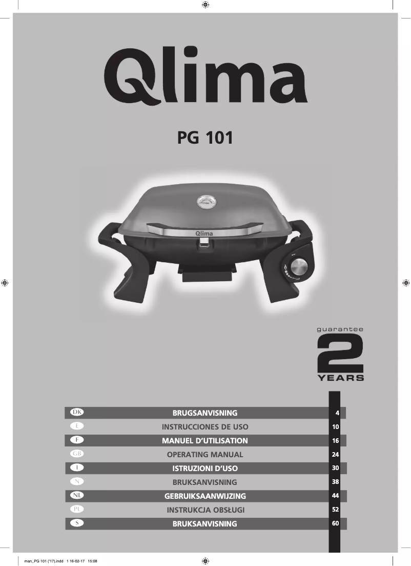 Page 1 de la notice Manuel utilisateur Qlima PG 101