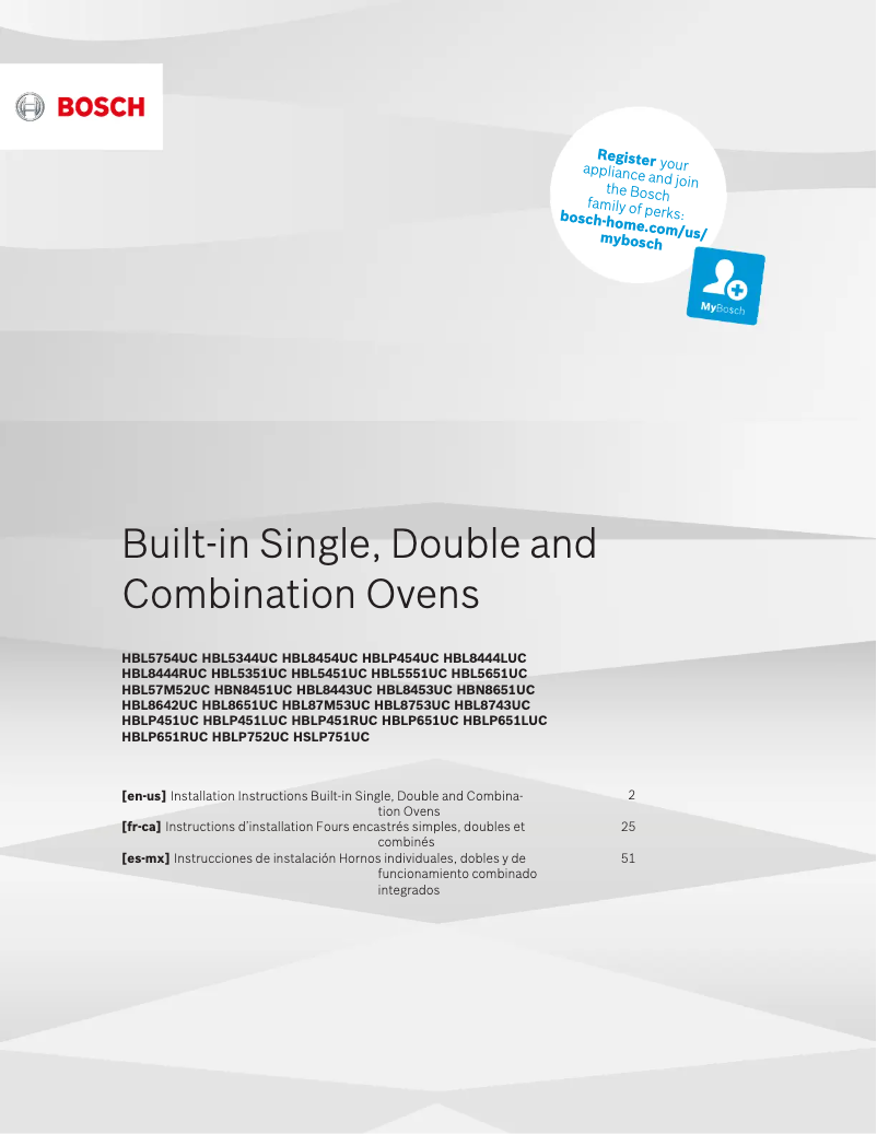 Page 1 of the manual Installation Guide Bosch HBL5351UC