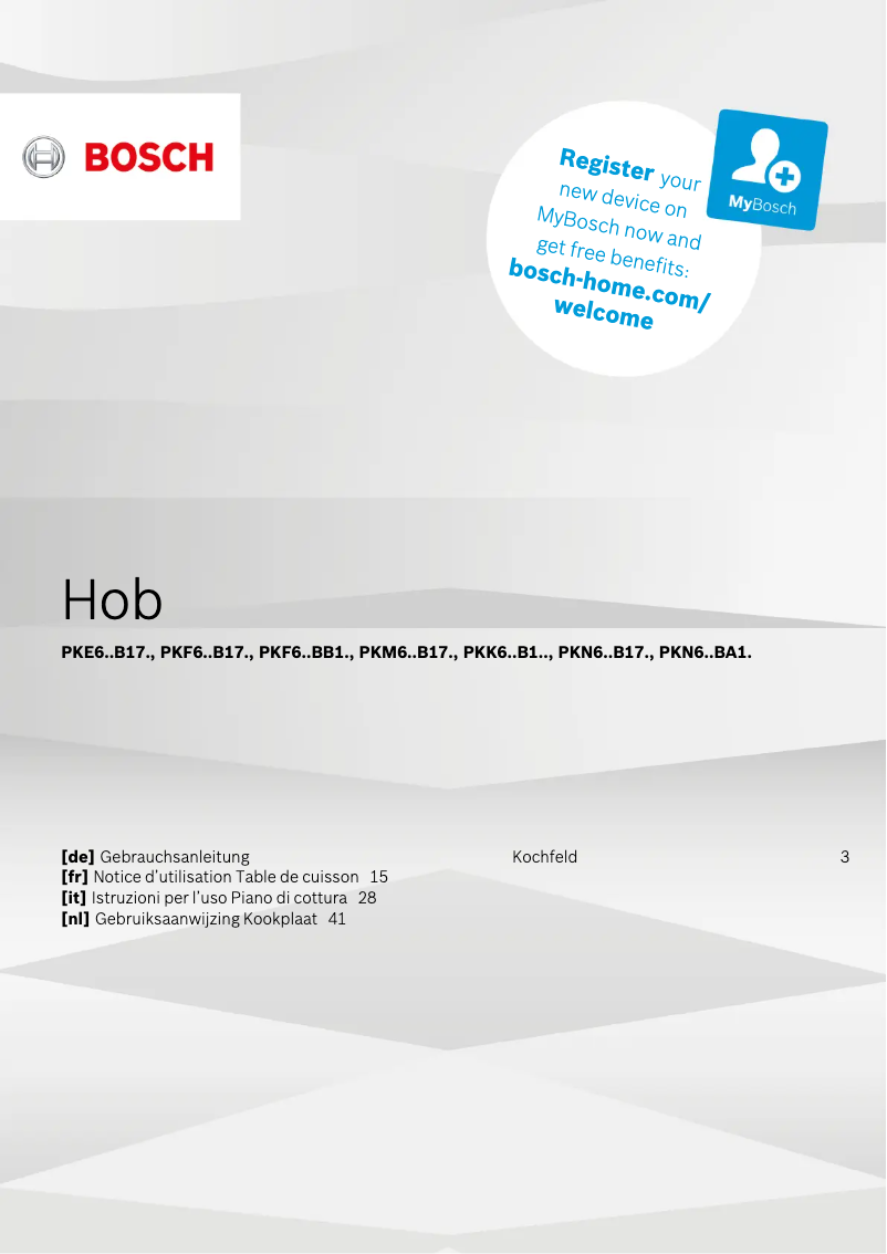 Page 1 de la notice Manuel utilisateur Bosch PKK631B17E