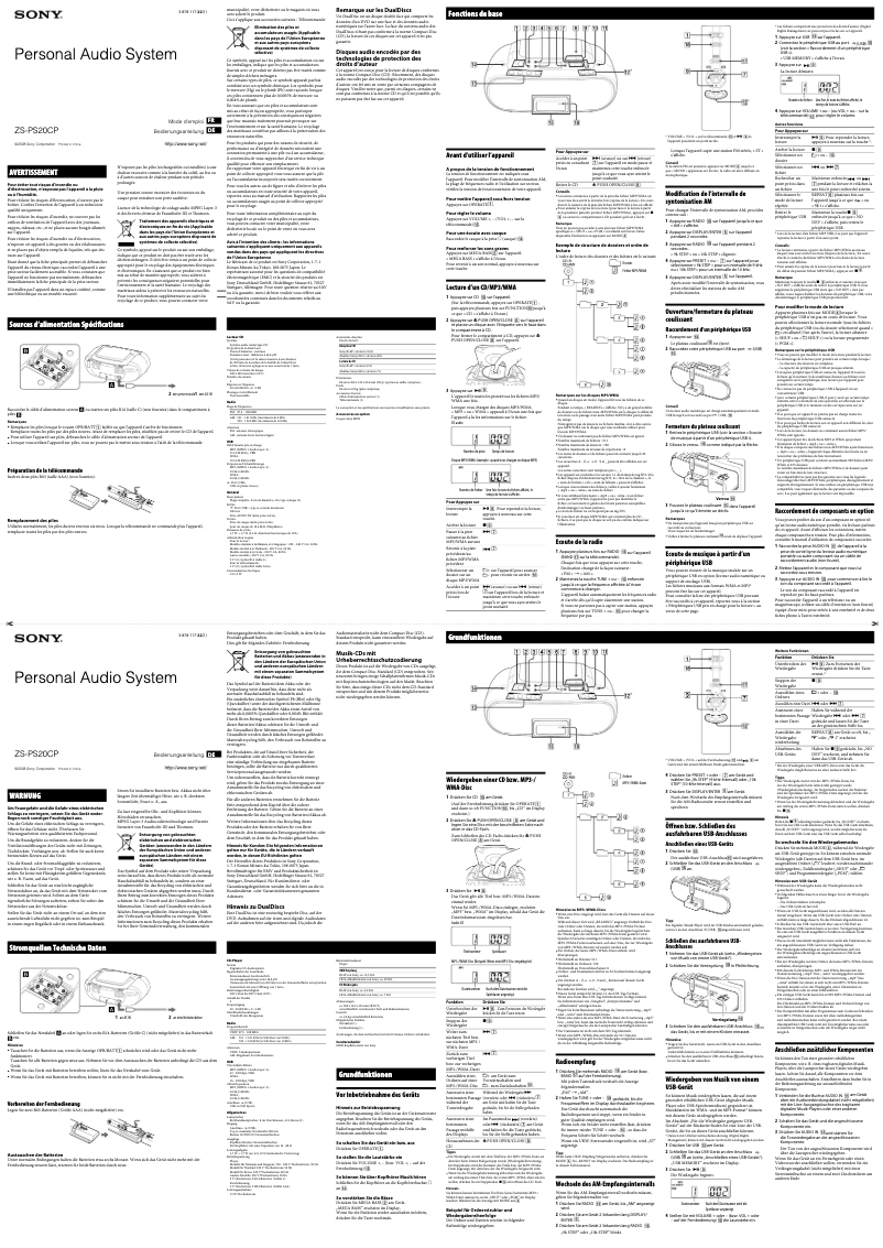 Image de la première page du manuel de l'appareil ZS-PS20CP