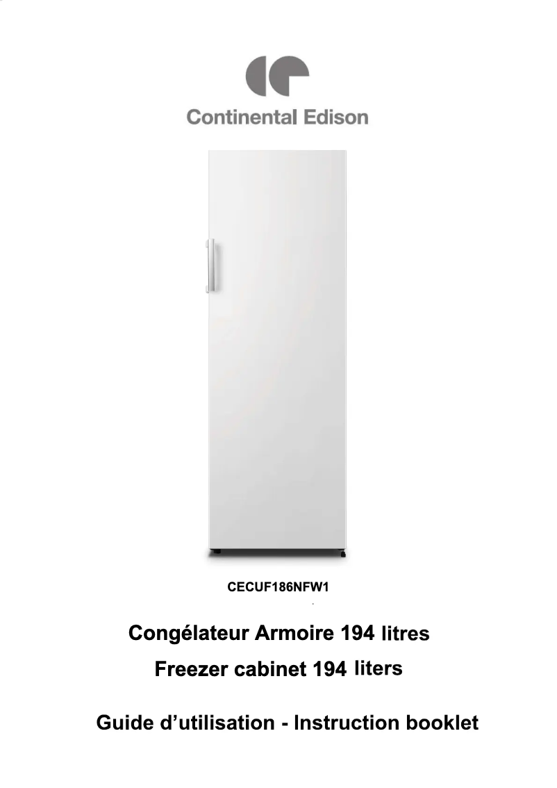 Image de la première page du manuel de l'appareil CECUF186NFW1