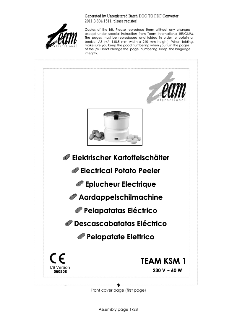 Page n°1 - Manuel utilisateur Team KSM 1