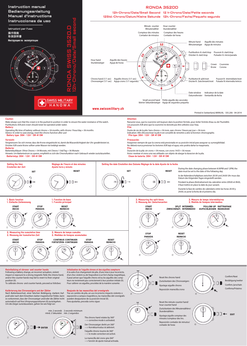 Página 1 del manual Manual de usuario Swiss Military Hanowa Airborne Chrono