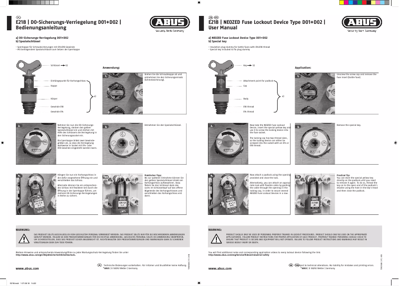Page n°1 - Manuel utilisateur Abus E218
